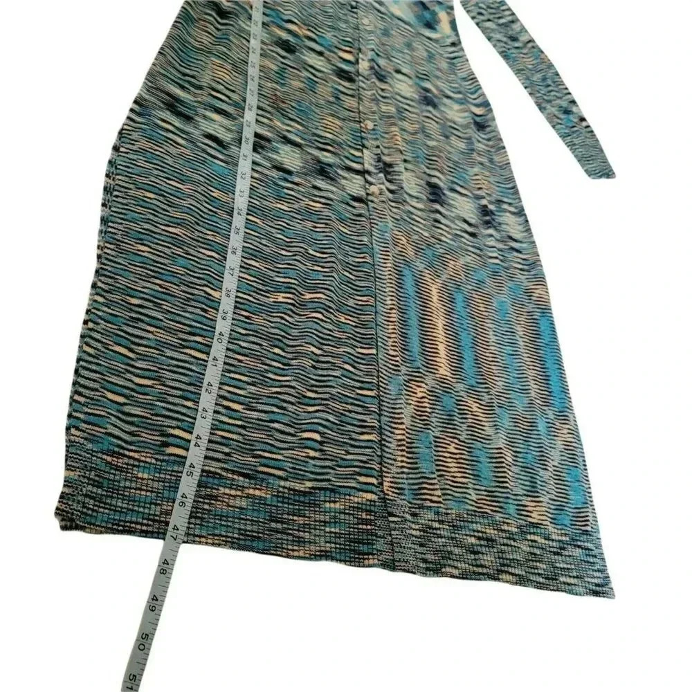 Band Of Gypsies Long Temo Cardigan Blue/Beige Slit Side Button Up SIZE S WOMEN'S - Picture 11 of 16